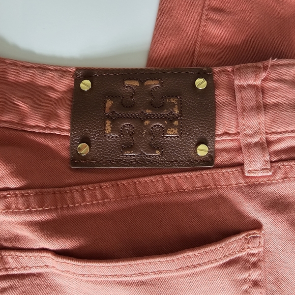 TORY BURCH Alexa Cropped Skinny Jeans Coral Pink Low Rise Stretch - Picture 14 of 16